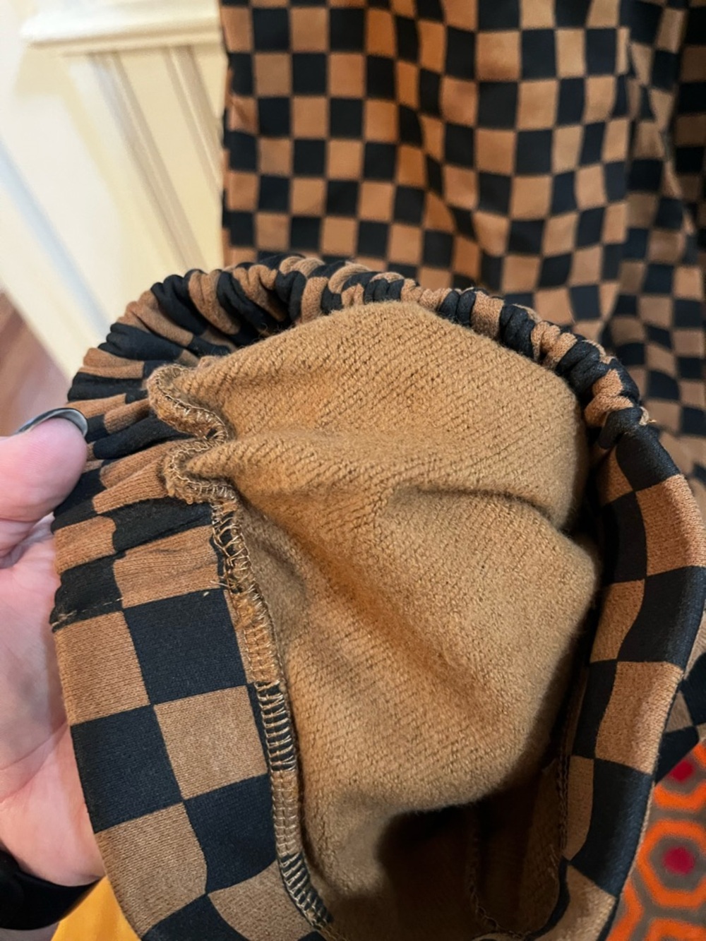 Dressed In Lala Rocky Harem Pants In Carmel + Black Checkerboard - Picture 4 of 4